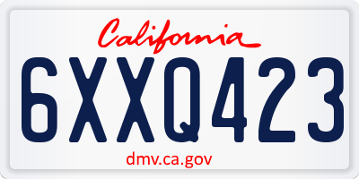 CA license plate 6XXQ423