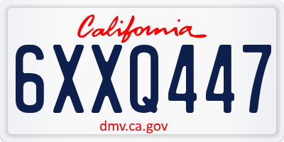 CA license plate 6XXQ447