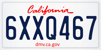 CA license plate 6XXQ467