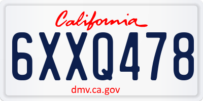CA license plate 6XXQ478