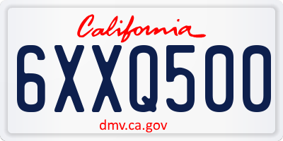 CA license plate 6XXQ500