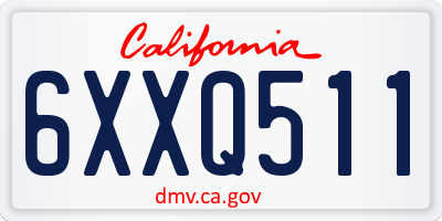 CA license plate 6XXQ511