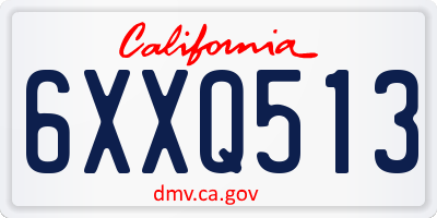 CA license plate 6XXQ513