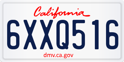 CA license plate 6XXQ516