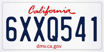 CA license plate 6XXQ541