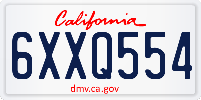 CA license plate 6XXQ554