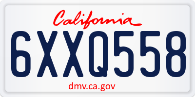 CA license plate 6XXQ558