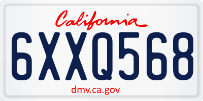 CA license plate 6XXQ568