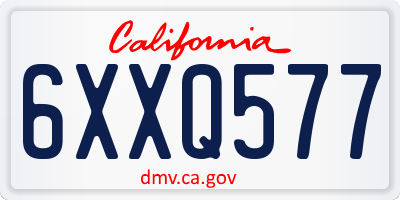 CA license plate 6XXQ577