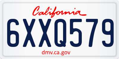 CA license plate 6XXQ579
