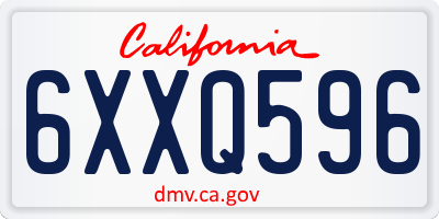 CA license plate 6XXQ596