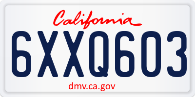 CA license plate 6XXQ603