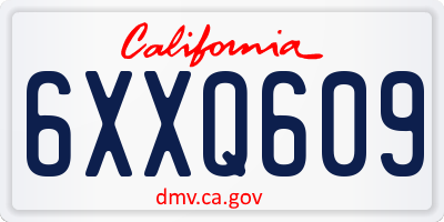 CA license plate 6XXQ609