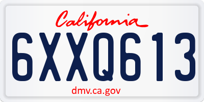 CA license plate 6XXQ613