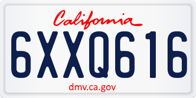 CA license plate 6XXQ616