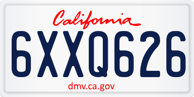CA license plate 6XXQ626