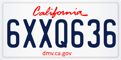 CA license plate 6XXQ636