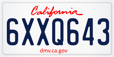 CA license plate 6XXQ643