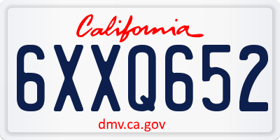 CA license plate 6XXQ652