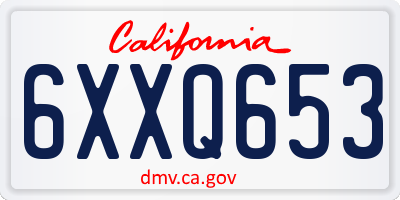 CA license plate 6XXQ653
