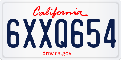 CA license plate 6XXQ654