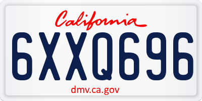 CA license plate 6XXQ696