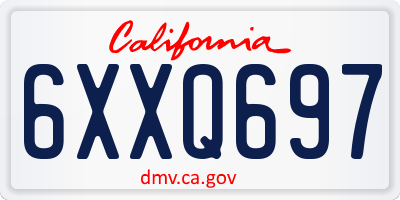 CA license plate 6XXQ697
