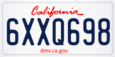 CA license plate 6XXQ698