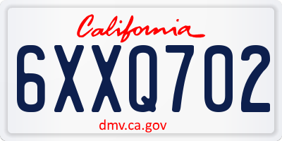 CA license plate 6XXQ702