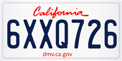 CA license plate 6XXQ726