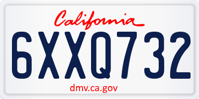 CA license plate 6XXQ732