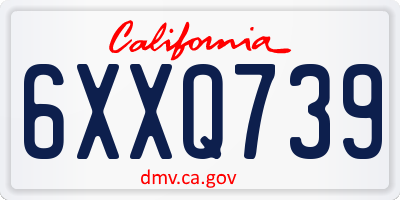 CA license plate 6XXQ739