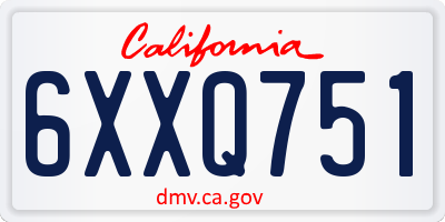 CA license plate 6XXQ751