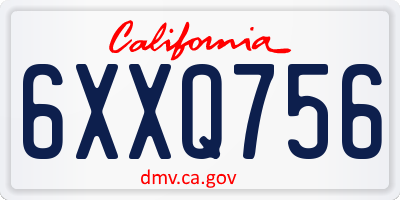 CA license plate 6XXQ756