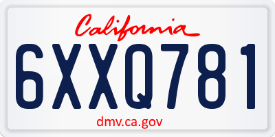 CA license plate 6XXQ781