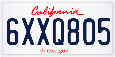 CA license plate 6XXQ805