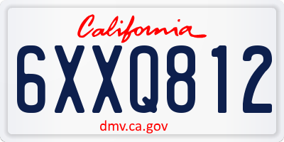 CA license plate 6XXQ812