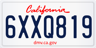 CA license plate 6XXQ819