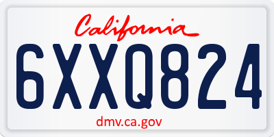 CA license plate 6XXQ824
