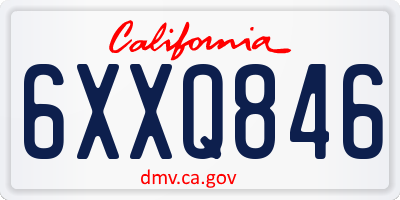 CA license plate 6XXQ846