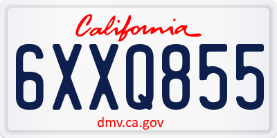 CA license plate 6XXQ855