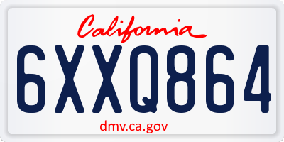 CA license plate 6XXQ864