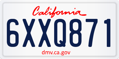 CA license plate 6XXQ871
