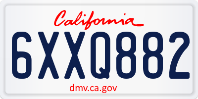 CA license plate 6XXQ882