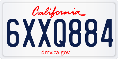 CA license plate 6XXQ884