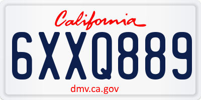 CA license plate 6XXQ889