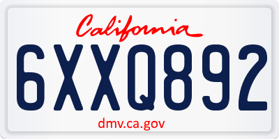 CA license plate 6XXQ892