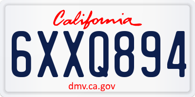 CA license plate 6XXQ894