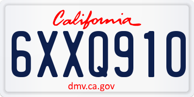 CA license plate 6XXQ910