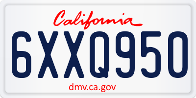 CA license plate 6XXQ950